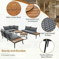 thumbnail image 5 of EUROCO 6-Piece Patio Sectional Sofa Set, Iron Outdoor Furniture Set with Round Nesting Coffee Tables, Seating Sofa with Cushions for Patio, Porch and Garden, Grey, 5 of 8