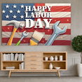 thumbnail image 5 of Decorative Design Happy Labor Day Banner American Flag Elements Patriotic Celebration Polyester Material Hammer Wrench for Labor Day Party Outdoor Event Indoor Decoration, 5 of 7