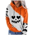 thumbnail image 1 of WEAIXIMIUNG Chandails en Molleton Courts pour Femmes Imprimé Citrouille Manches Longues avec Poche Sweat à Capuche Mignon Pull Décontracté, 1 of 4