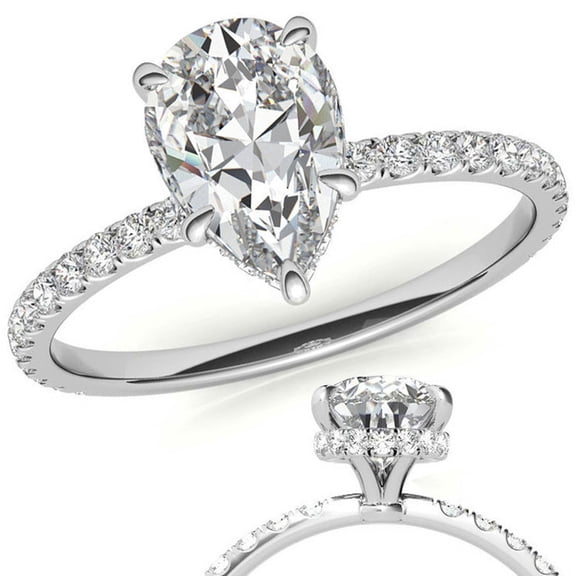 Auory Affordable Pear Cut Moissanite Ring for Women in Yellow Gold Plated