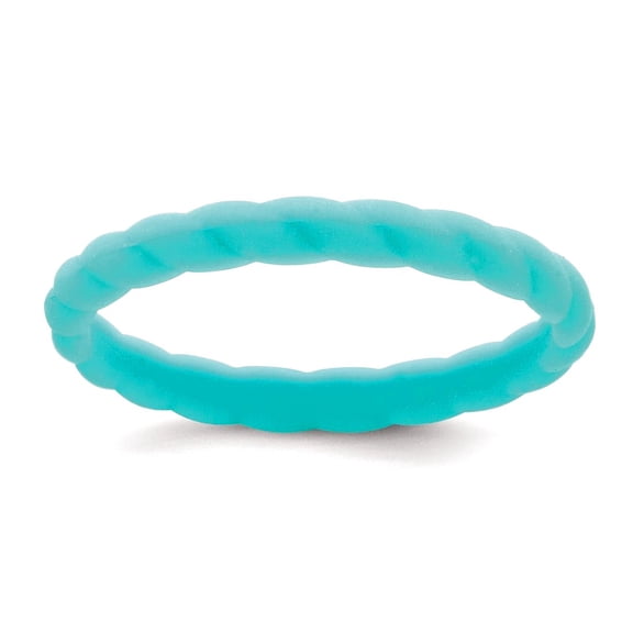 Silicone Aqua Blue 3mm Braided Band Size 8 Ring for Women and Men