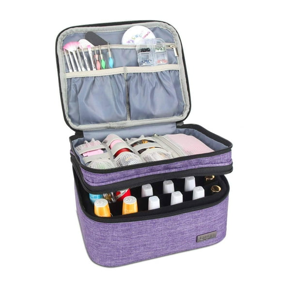 Luxja Étui de Transport pour Vernis à Ongles - Contient 20 Bouteilles (15ml - 0.5 fl.oz) Ou 30 Bouteilles (7ml - 0.27 fl.oz), Sac Organisateur Portable pour Vernis à Ongles et Manucure, Version Violette 1: Tient 20 B
