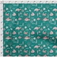 thumbnail image 4 of Soimoi Sea Shell Printed, Japan Crepe SatinFabric, by The Yard 54 Inch Wide, Decorative Sewing Fabric for Dresses Kimonos Gowns, Teal Green, 4 of 5