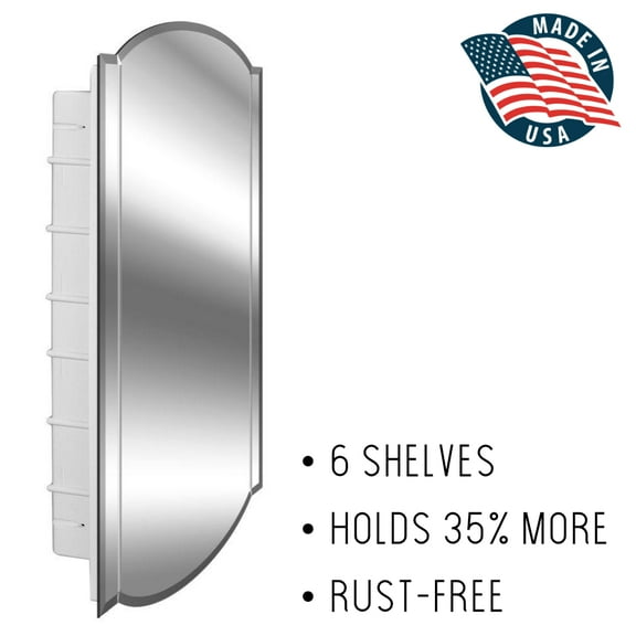 44-2-30-00 Betelgeuse 16 in. x 26 in. x 3-1/2 in. Framed Recessed 1 Door Bathroom Medicine Cabinet with 6 Shelves and White Frame