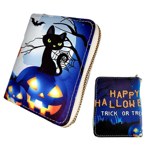 Clutch Coin Purse Trendy Ghost Pattern Short Wallet Halloween Design Card Purse