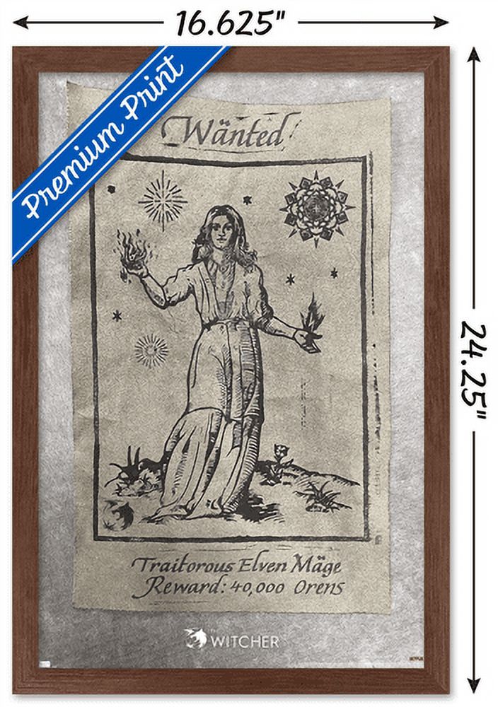 Netflix The Witcher Season 2 - Wanted Elven Mage Wall Poster, 14.725" x 22.375", Framed