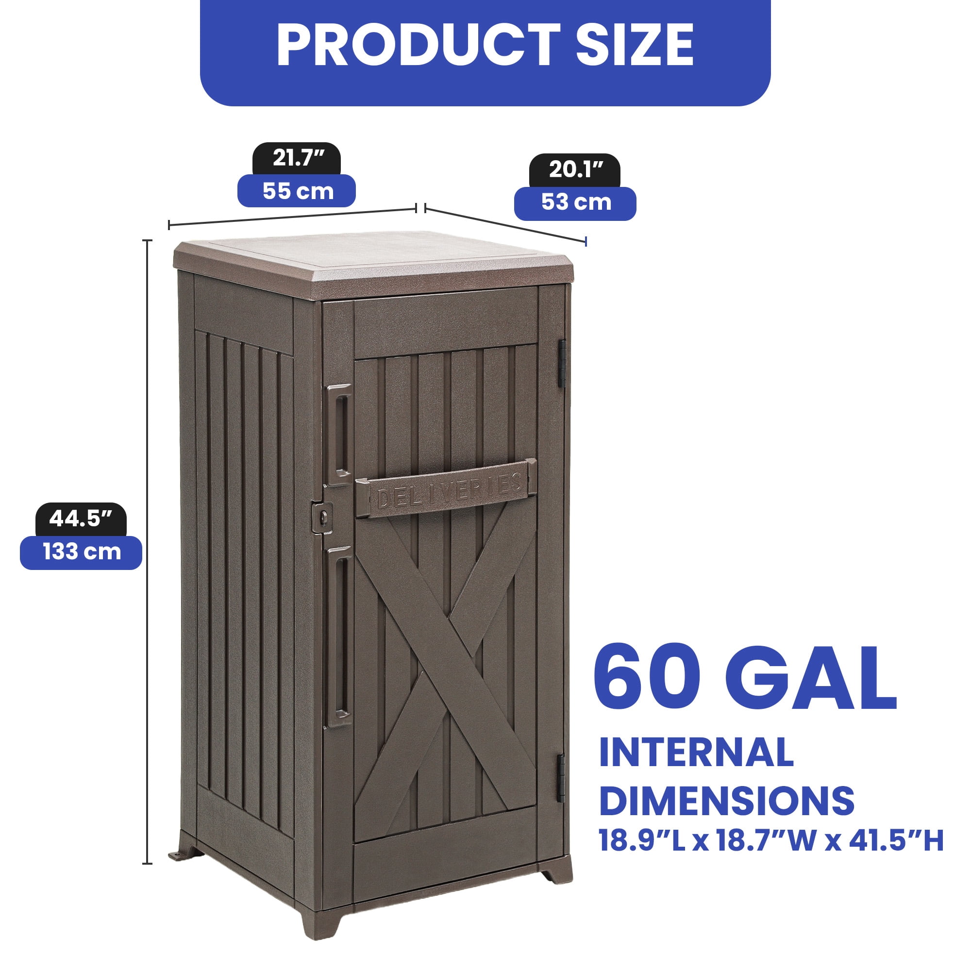 ModFusion Secure Outdoor Resin Mailbox & Storage Box - Brown, 60 Gallons