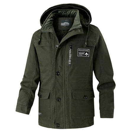Olyvenn New & Trending Men s Winter Fleece Lined Waterproof Snow Ski Hooded Thicken Warm Parka Jacket Outerwear Fashion Zippers Casual Coat Green XXXXXL