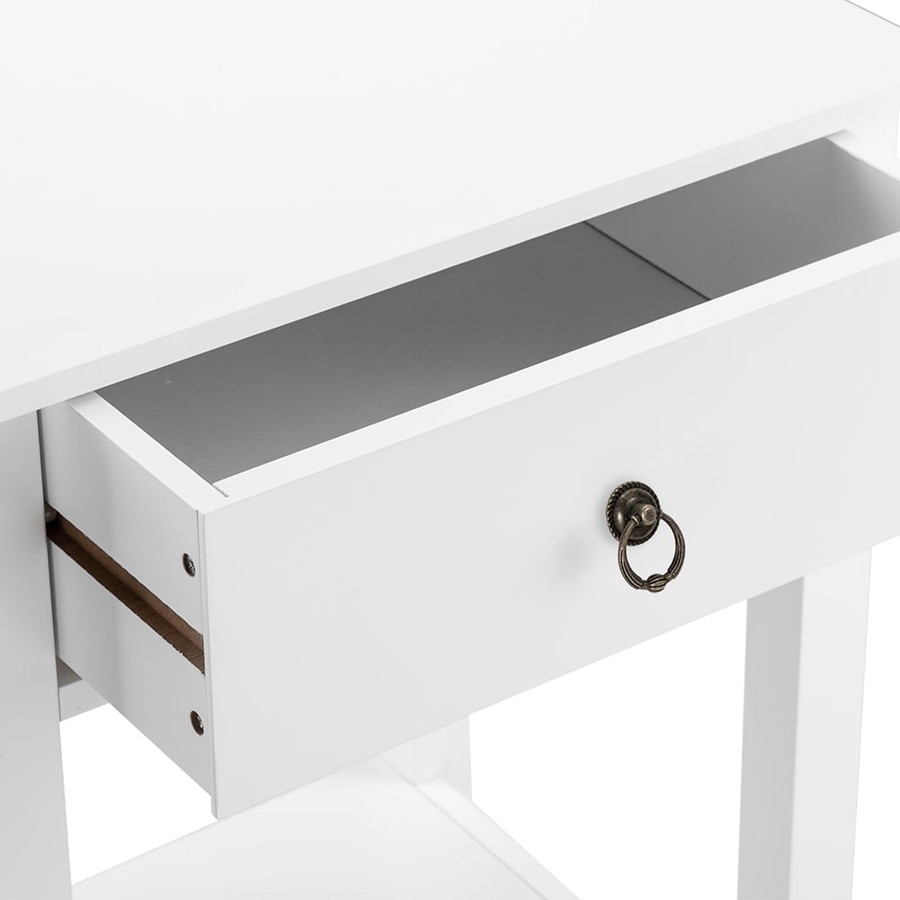 Kepooman Nightstands Bedroom, Modern Beside Table with 1 Drawer Modern Nightstand for Bedroom/Living Room/Office, White Kepooman Nightstands Bedroom, Modern Beside Table with 1 Drawer Modern Nightstand for Bedroom/Living Room/Office, White