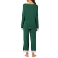 thumbnail image 3 of INSPIRE CHIC Women's Pajama Set Soft Lace Trim Long Sleeve Shirt and Pants Sleepwear 2pcs M Green, 3 of 5