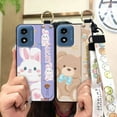 thumbnail image 2 of KBS-Phone Case For MOTO G Play 2024/4G/5G, Anti-dust Phone Holder Protective Soft case Back Cover Ring Wristband Silicone Wrist Strap Cute Durable Shockproof Waterproof Kickstand Cartoon, 2 of 9