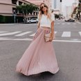 thumbnail image 2 of Fgnfyis Womens Fashion High Waist Fold Soild Loose Beach Wrap Maxi Long Skirt Flowy Boho Pleated Skirt Pink M, 2 of 8