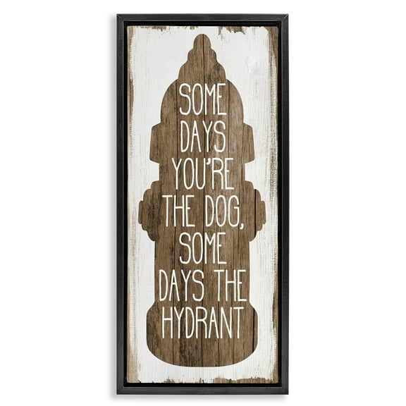 Stupell Industries Dog or Hydrant Funny Pet Metaphor Typography Painting Black Floater Framed Canvas Art Print Wall Art, 11 x 25