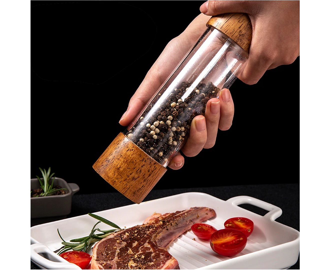 Salt and Pepper Grinder Set, Manual Refillable Salt and Pepper Mills