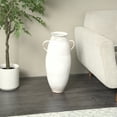 thumbnail image 2 of DecMode 24" White Metal Vase with Antique Distressing and Terracotta Accents, 2 of 9