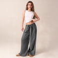 thumbnail image 6 of YIFUNIN Women's Loose Wide Leg Cotton Linen Pants with Drawstring, Pocketless Casual Trousers for Relaxed Fit, Breathable Natural Fabric,Dark Gray M, 6 of 6