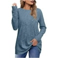 thumbnail image 6 of HAiming Womens Tops Dressy Casual Long Sleeve Crew Neck Pullover Shirts Winter Trendy Tops Basic Shirt, 6 of 7