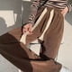 thumbnail image 5 of Pantalones anchos marrones para mujer, primavera y otoño, holgados, estilo coreano, estilo perezoso, cintura alta, pantalones rectos drapeados, 5 of 6
