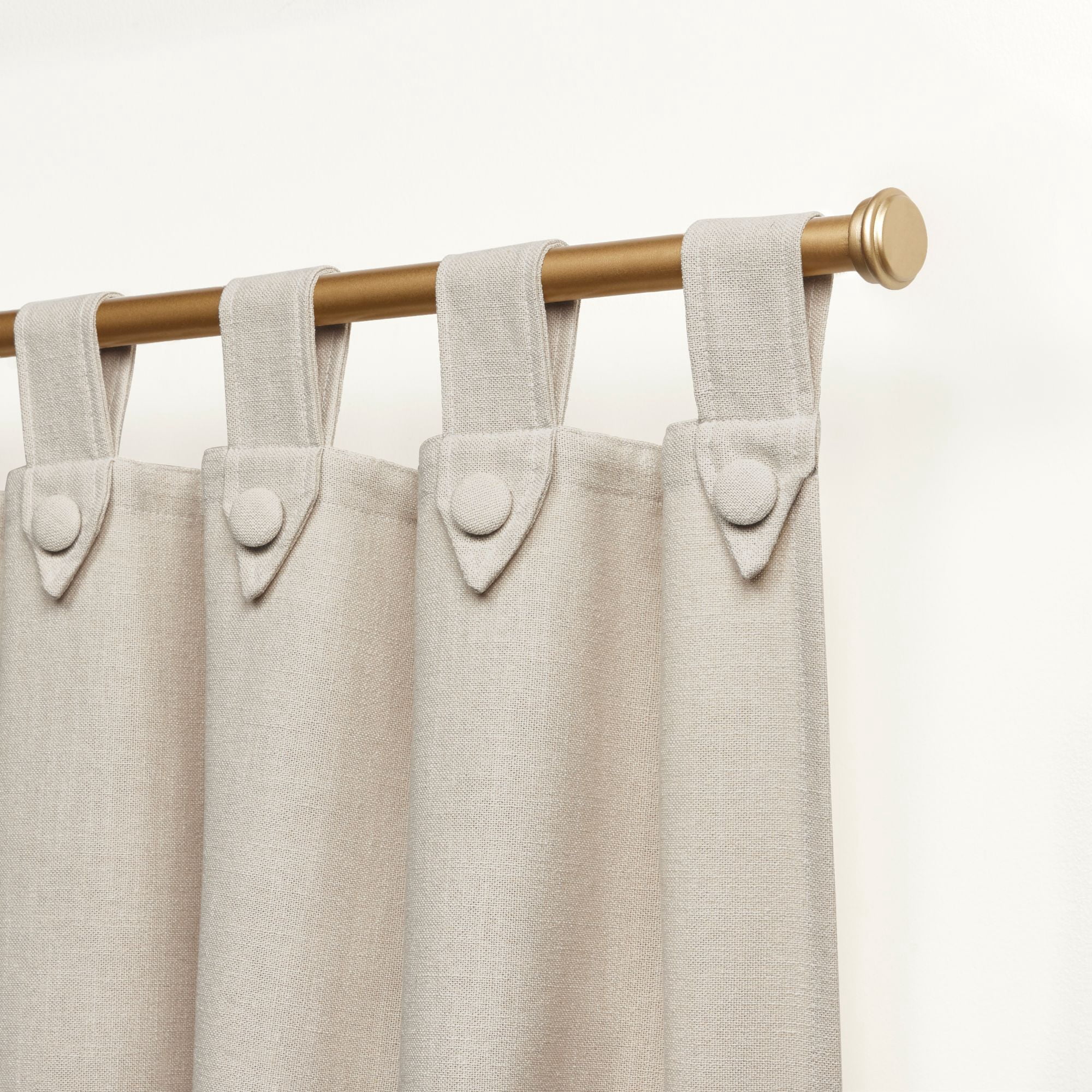 Nicole Miller New York Peterson Cotton Blend Tuxedo Tab Top Light Filtering Curtain Panels, 54"x 63", Natural, Set of 2
