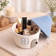thumbnail image 3 of Woven Storage Basket with Lid, Cute House Basket, House Shape Woven Storage Basket, Sundries Container, for Bedroom and Living Room, 3 of 5
