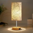 thumbnail image 4 of Cinkeda 3 Way Dimmable Single Table Lamp with USB Ports Leaf Print Shade 15" Touch Control Small Bedside Nightstand Lamp for Bedroom Living Room (1 Bulb), 4 of 12