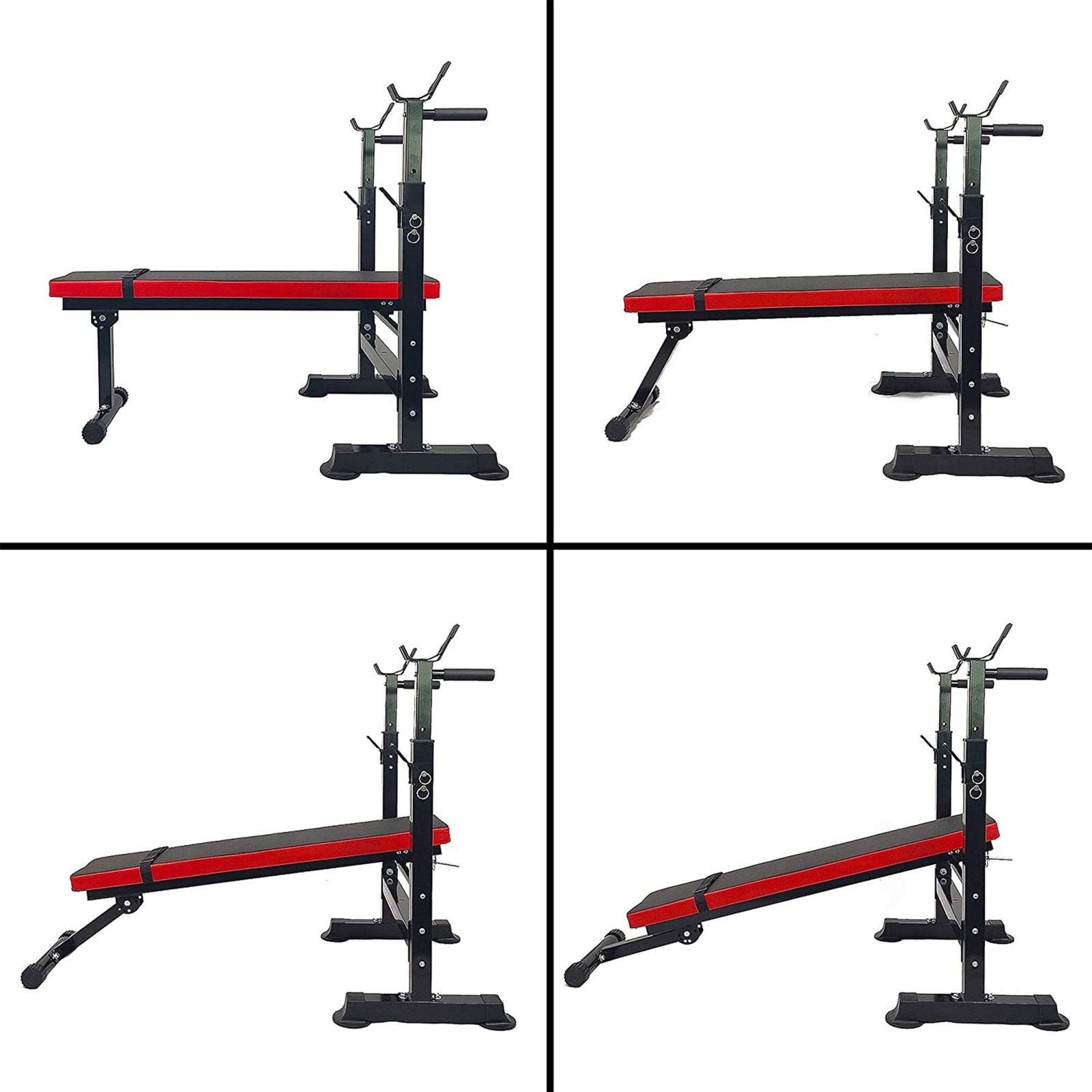 Favory Steel Weight Bench w/ Squat Rack,Foldable Home Gym Equipment for Range of Workouts w/Position Barbell Holder & Adjustable Seat and Recliner