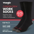 thumbnail image 5 of Wrangler Men's Cushion Crew Socks, Work Socks for Men, Black, 12 Pack, 5 of 7
