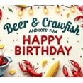 thumbnail image 4 of Rustic Theme Birthday Banner Beer Design Crawfish Elements Event Decoration Party Prop for Outdoor Celebration Picnic Summer Party, 4 of 7