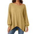 thumbnail image 4 of Tops for Women Dqueduo Women's Casual Loose Long Sleeve Top With Wide Round Neck Slit Detail And Off Shoulder Option, 4 of 10