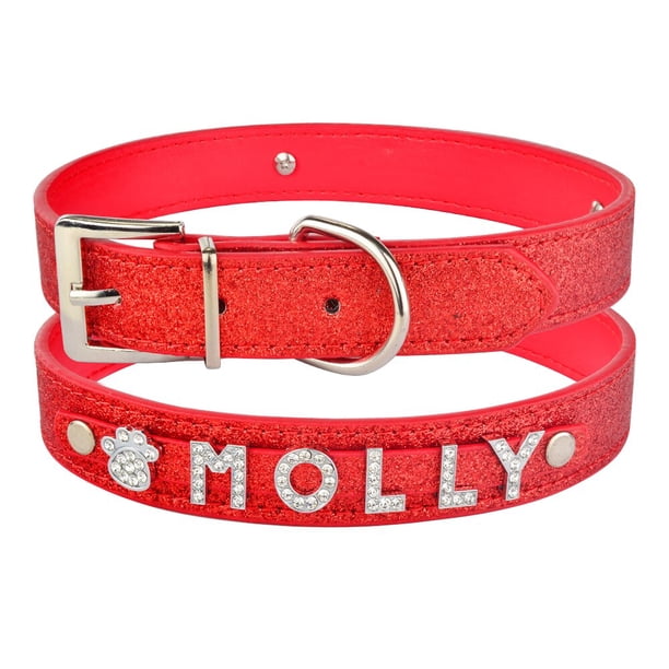Collar de perro personalizado cuero diamantes de imitación Bling encantos personalizado mascotas perros gato nombre Tan Jianjun unisex
