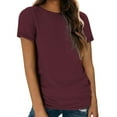 thumbnail image 5 of Sweet Home Farm Short Sleeve Shirts for Women Round Neck Summer Top Fashion Basic Tee T Shirts for Women Wine, 5 of 9