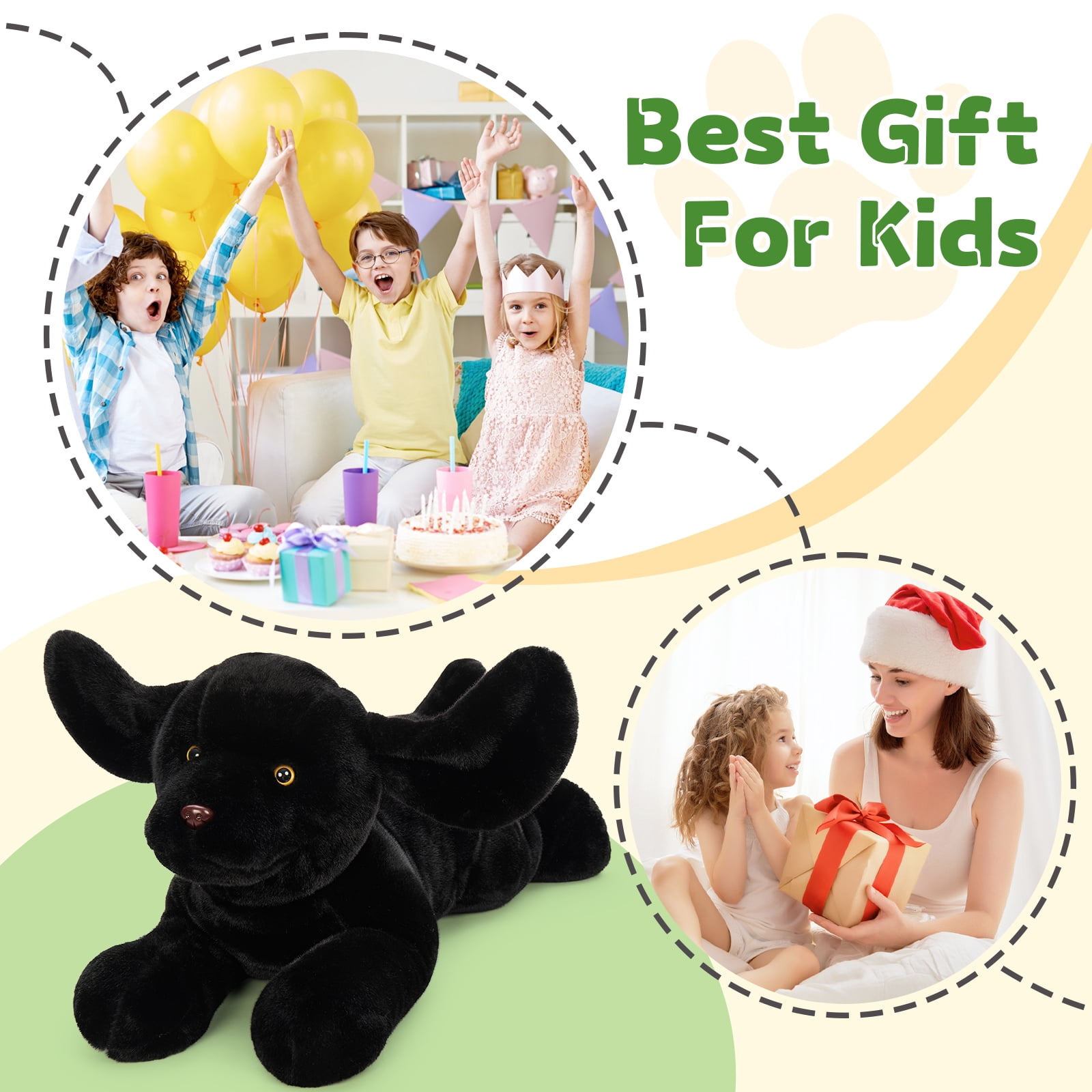 MorisMos 31.5'' Giant Black Lab Stuffed Animal Big Realistic Stuffed Labrador Dog Plush Toy