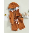 thumbnail image 3 of Bagilaanoe 2pcs Toddler Baby Boy Short Pants Set Sleeveless Zipper Hoodie Tops + Shorts 3M 6M 12M 18M 24M 3T Kids Casual Summer Outfits, 3 of 9