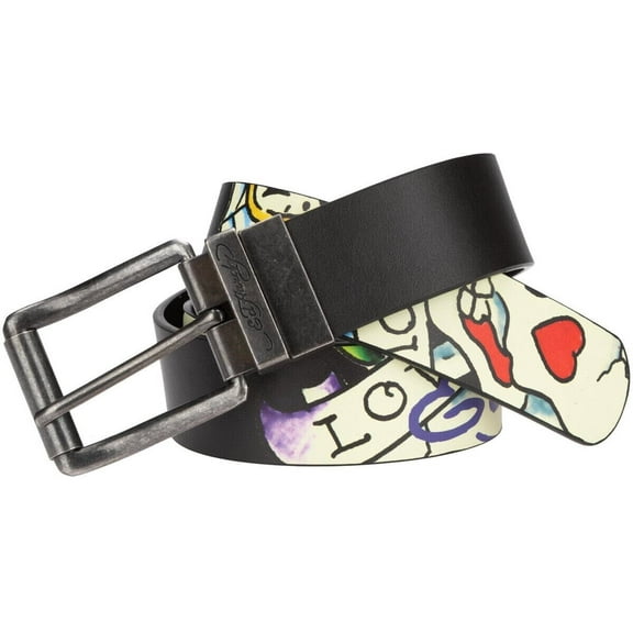 Ed Hardy Men's Skull & Butterfly Belt - BX90302EHQ (Black, 34)