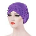 thumbnail image 1 of Hat Solid Color Beads Women Elastic Head Wrap Cap for Daily Life, 1 of 10