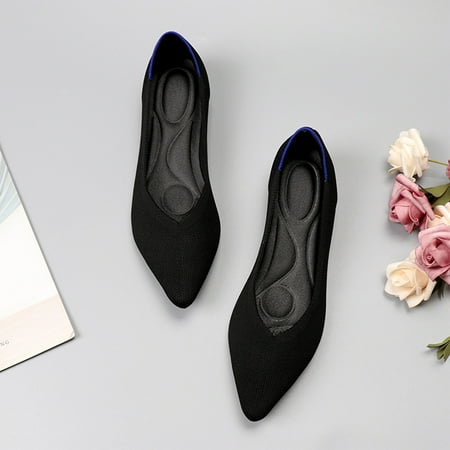 Xysaqa Women Flats Shoes  Womens Walking Shoes Womens Casual Comfortable Lightweight Fashion Flat Shoes Ladies Flat Shoes Solid Color Pointed Toe Flat Soft Sole Shoes Womens Dress Shoes on Clearance