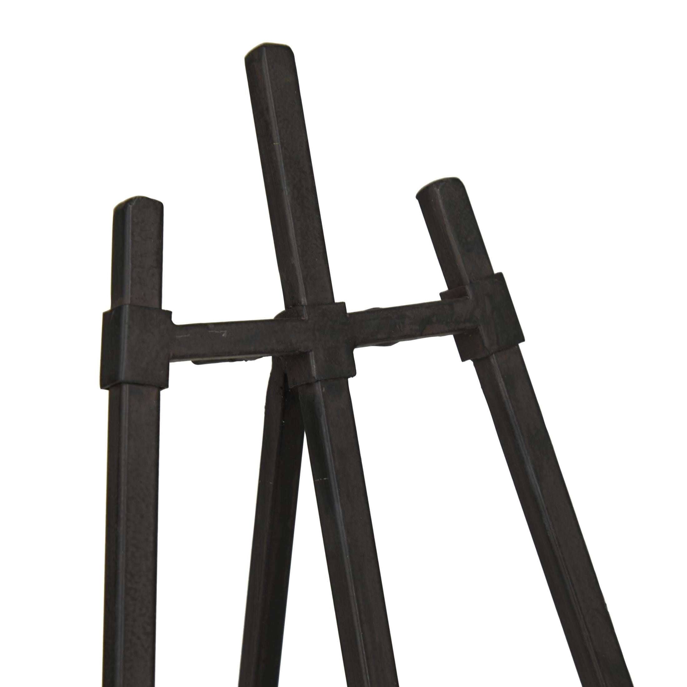 DecMode 13", 11"H Black Metal Tabletop Triangle Easel with Foldable Stand, 2-Pieces