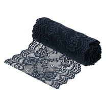 Uxcell 5.9 inch Wide Polyester Floral Pattern Lace Trim Ribbon for Sewing Making Navy 5 Yard
