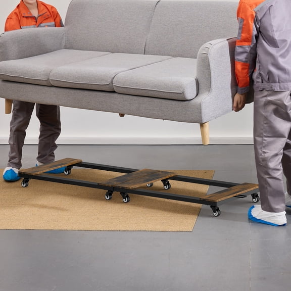 Set of 2 Heavy‑Duty Furniture Movers Dolly, 400 lbs Capacity Each, Adjustable Moving Dolly with 360° Wheels – Brown