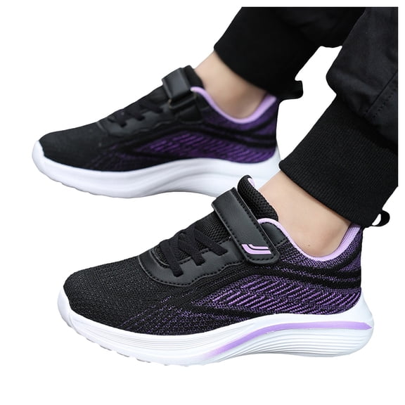 Kids Girls Tennis Shoes Lightweight Mesh Color Block Arch Support Soft Sole Walking Shoes Hook and Loop Workout Running Sneaker Black 5.5 Big Kid