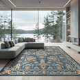 thumbnail image 2 of ODIKA Funky Aesthetic Cartoon Motif Retro Graphic Border Bold Flowing Dynamic Non-Slip Chair-Friendly Floor for Dining Room, Under Table, Office, 2 of 7