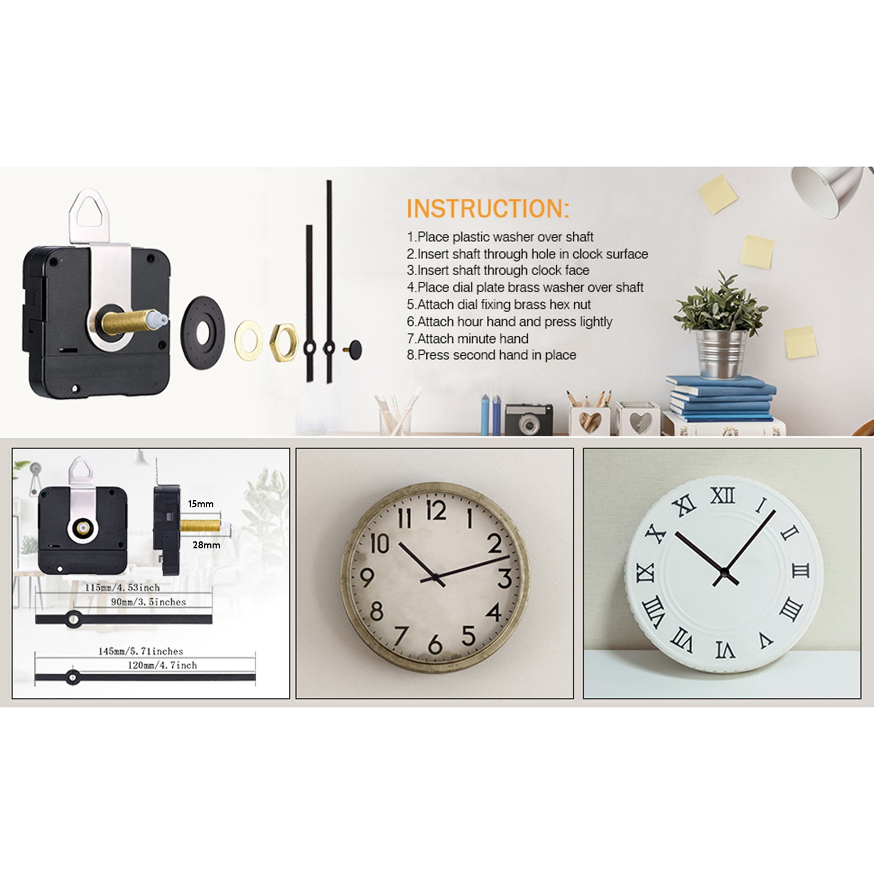 Mécanisme De Mouvement D'horloge à Piles HABNI - Silencieux, Avec 3 Paires D'aiguilles, Pour Remplacement Ou Création DIY