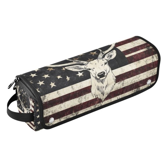 Hair Tools Travel Bag with Removable Heat Resistant Mat for Straighteners, Curling Iron and Haircare Accessories White Deer Head