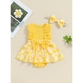 thumbnail image 2 of Bagilaanoe Newborn Baby Girl Summer Rompers Dress Daisy Print Sleeveless Bodysuits + Headband 3M 6M 12M 18M 24M Infant Patchwork A-line Dresses, 2 of 7