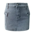 thumbnail image 5 of adviicd High Stretchy Cargo Skirt for Women, Low Waist Y2k Mini Skirt Cute Denim Skirt with Pockets Dark Blue, XL, 5 of 7