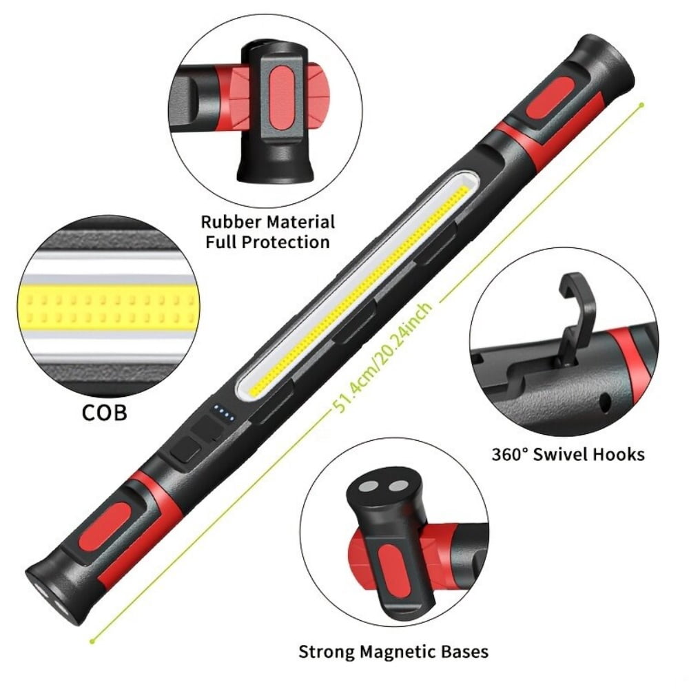 Magnetic Under Hood Light - 3000LM Rechargeable LED Work Light Bar, 5200mAh Cordless with Hooks, Heavy Duty Hood Light for Automotive Repair, Mechanics and Garage Use