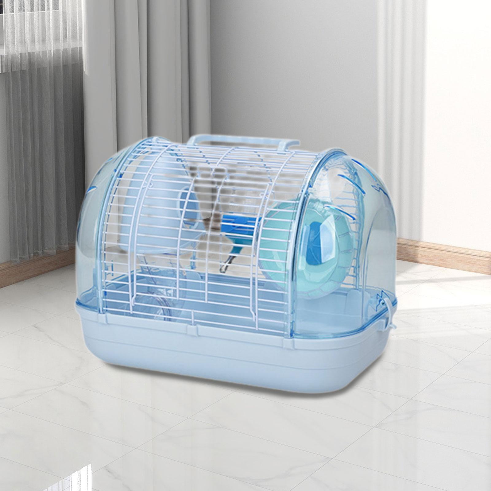 TOOYFUL Pet Carrier, Small Animal Carry Cage, Hamster Habitat, Clear Portable Hamster Cage Chinchilla House for Mice Guinea Pigs Rats Blue