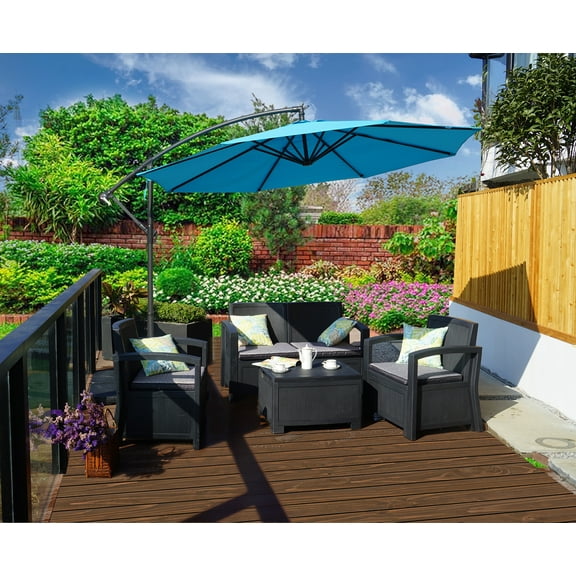 Kozyard 10 ft. Offset Cantilever Hanging Outdoor Patio Umbrella (120'' Dia x 91''H Blue)