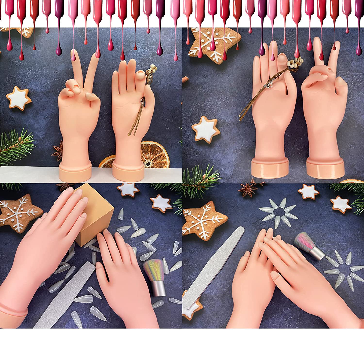 Silicone Practice Hand for Acrylic Nails, Mannequin Hands for Nails  Practice with Adjustable Bracket, Life Size Fake Hand for DIY Nails/Nail  Art