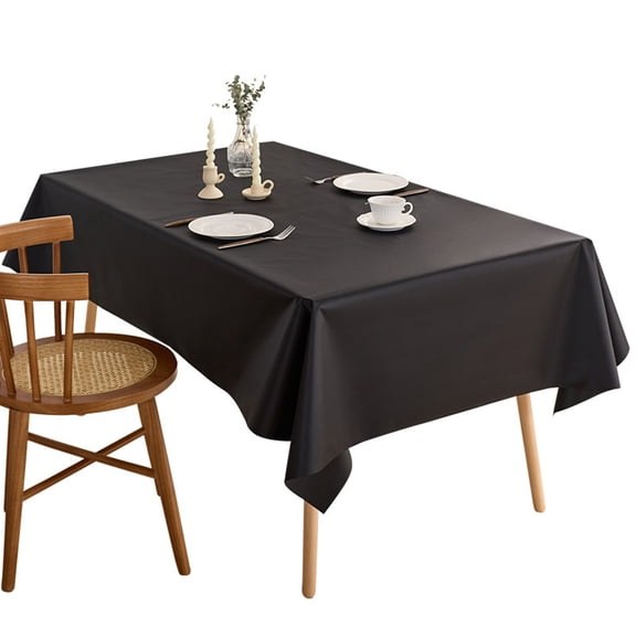 AUQ Tablecloth – 54 X 54 Durable Polyester Fabric Table Cover Cloth for 2-3 Ft Square Table,Spill/Stain-Resistant,Reusable/Washable,Indoor/Outdoor Dining/Party/Wedding/Banquet,Black